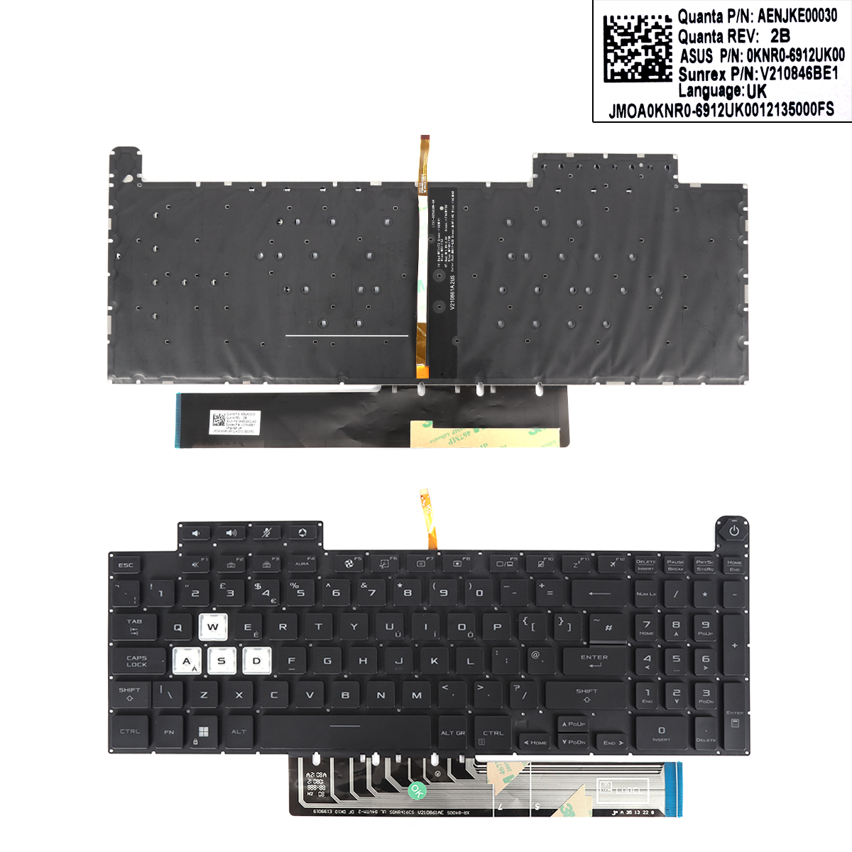Picture of New Replacement Laptop Keyboard For Black ASUS TUF Gaming F15 A15 F17 A17 FX507 FX507Z FA507 FA507R FX517 FX517Z FX707 FX707Z FA707 FA707R BALCK(WASD is transparent)RGB Uk Layout